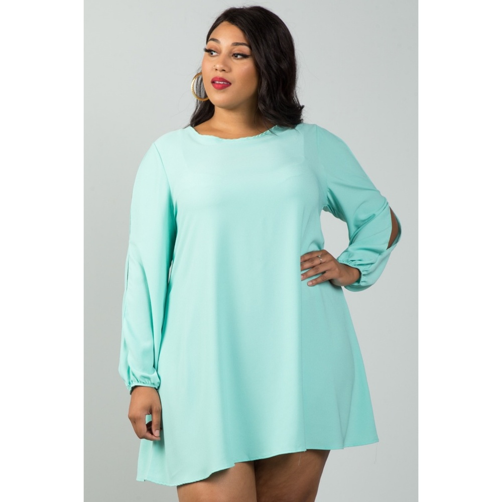 MINT SWING DRESS WITH SPLIT SLEEVE - Picture 6 of 6